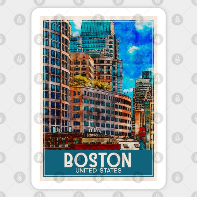 Travel Art Boston United States Sticker by faagrafica